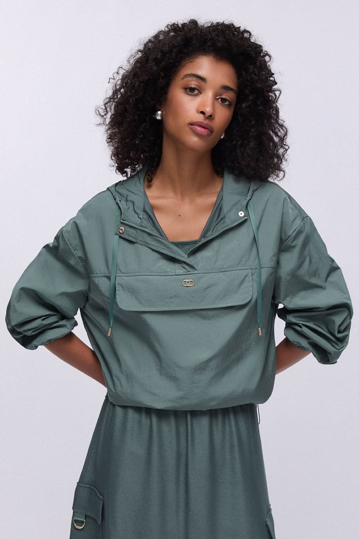 Fit Windbreaker with Hood and Chest Pocket