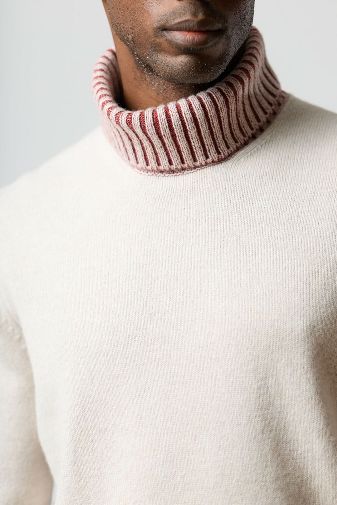 Contrast ribbed turtleneck sweater