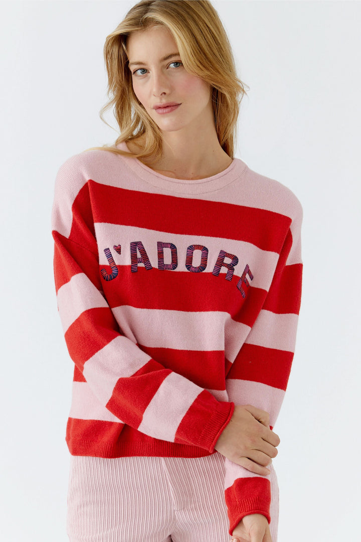 Chandail rayé «J’adore»