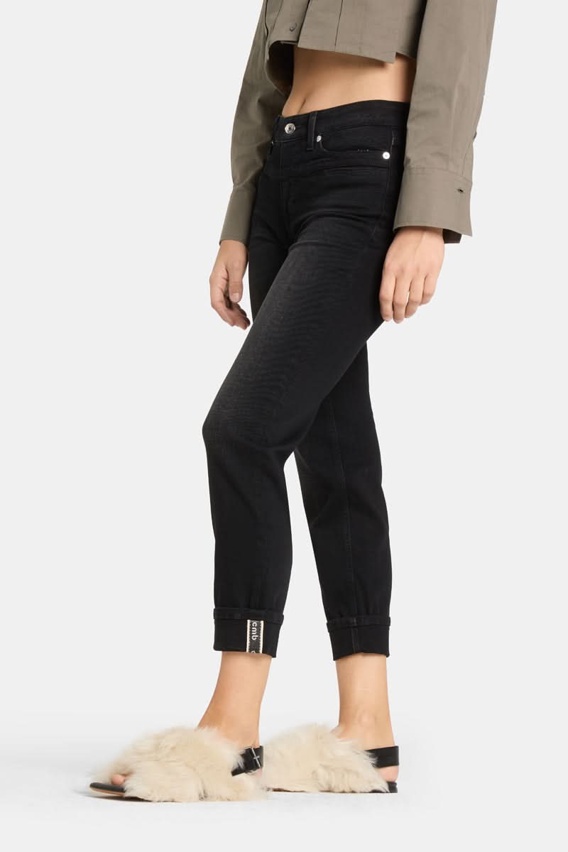 Black slim jeans with turn-ups