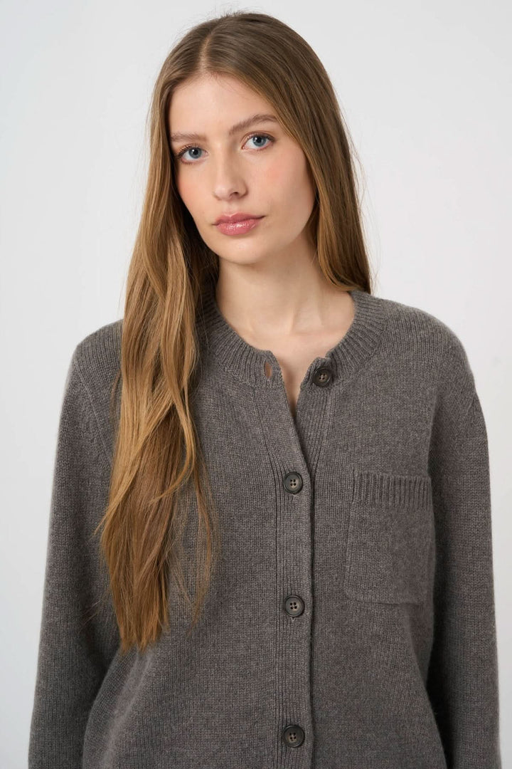 Cardigan en laine et cachemire à col amovible