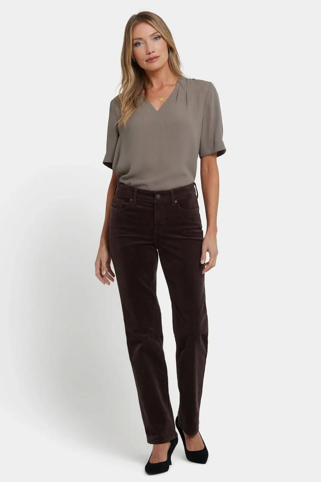 Straight-leg stretch corduroy pants