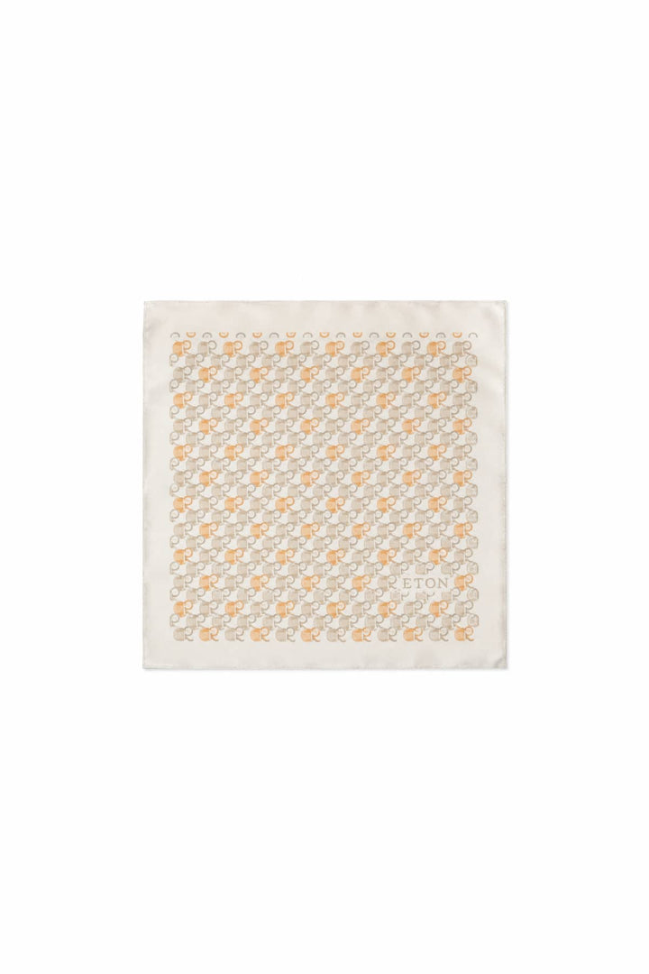 Eton Scarf with Signature Geometric Pattern colour in Blue, with Contrasting Trim Detail - Valérie Simon