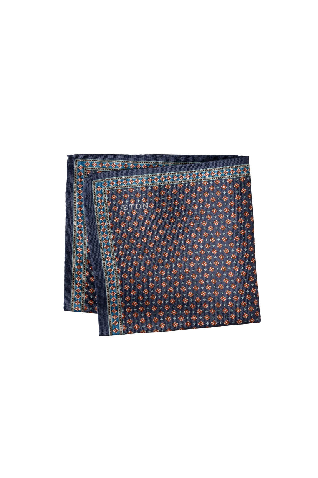Vue de détail foulard de poche Eton pour homme bleu micro-motif Valérie Simon