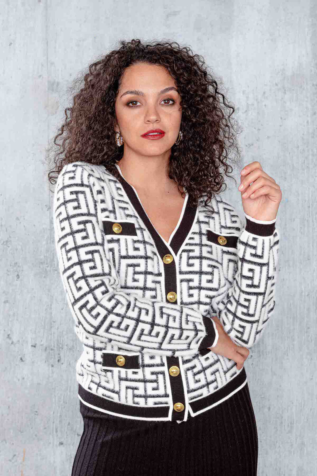 Cardigan motif géométrique