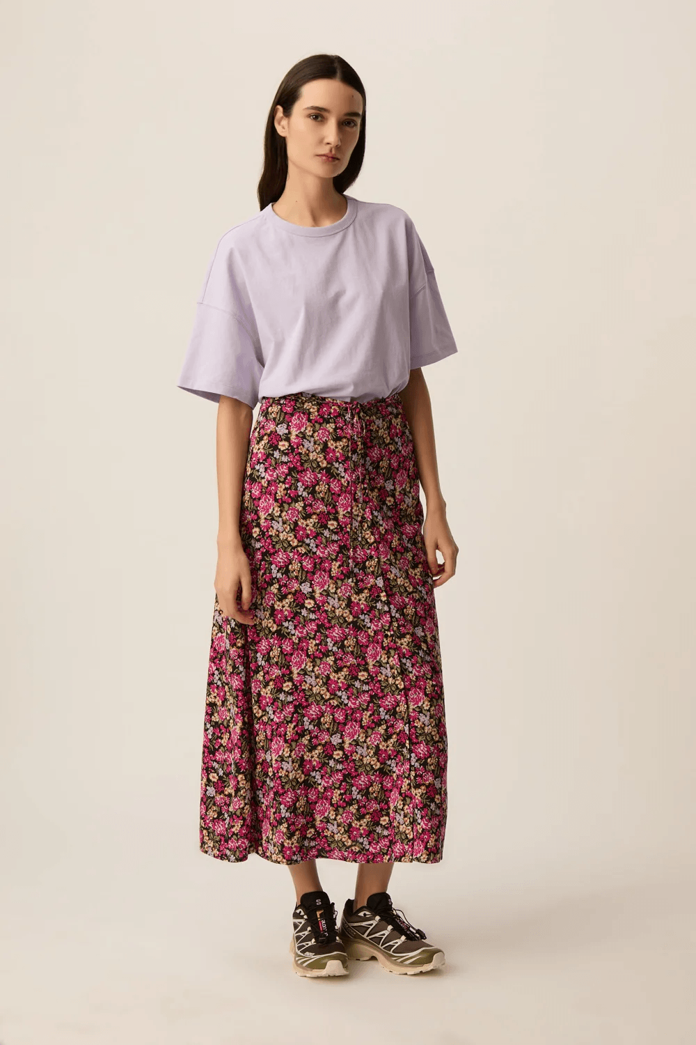 Elizette long, flowing skirt with a tie at the waist (Size)