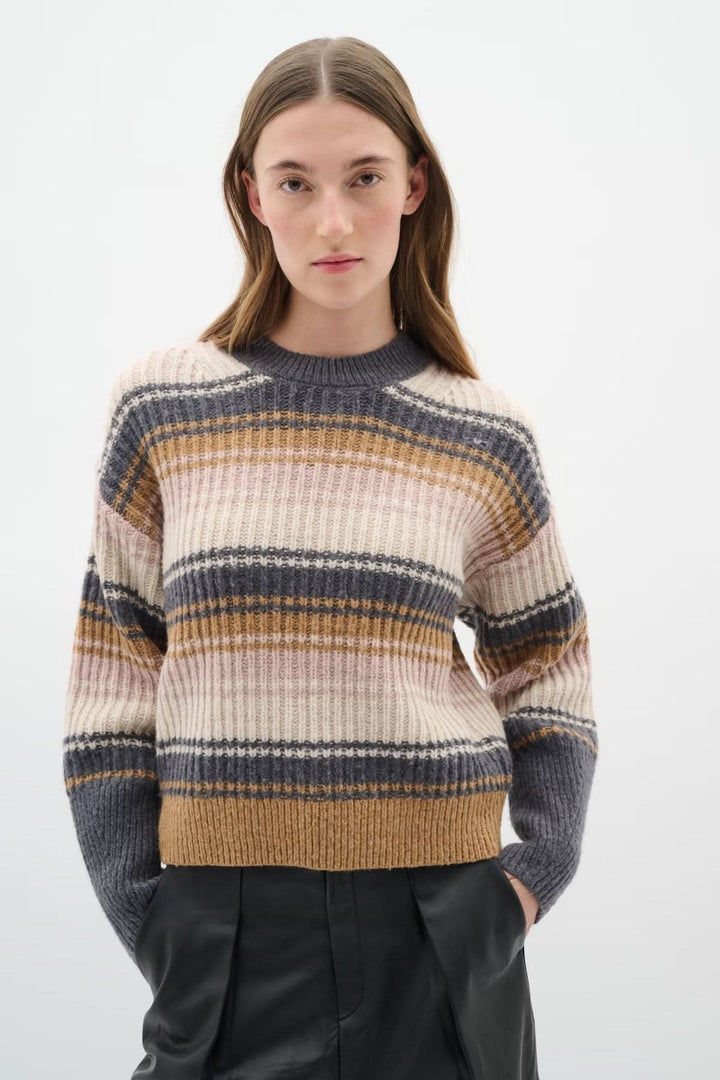 Ribbed knit striped sweater
