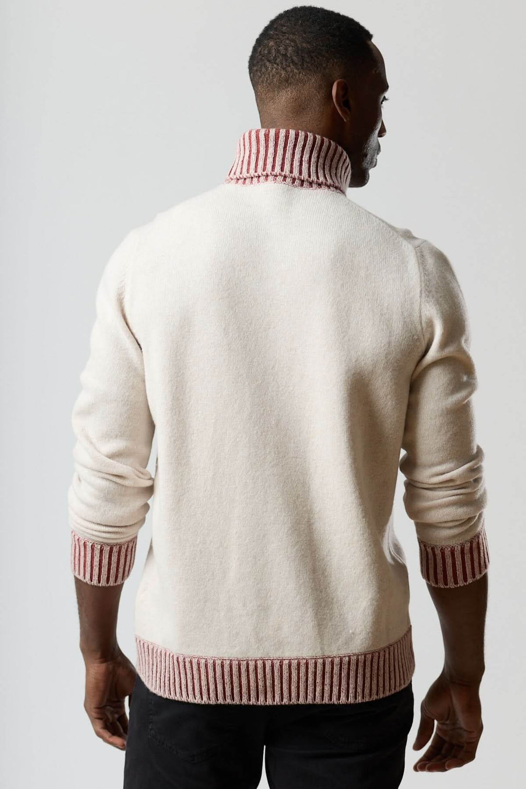 Contrast ribbed turtleneck sweater