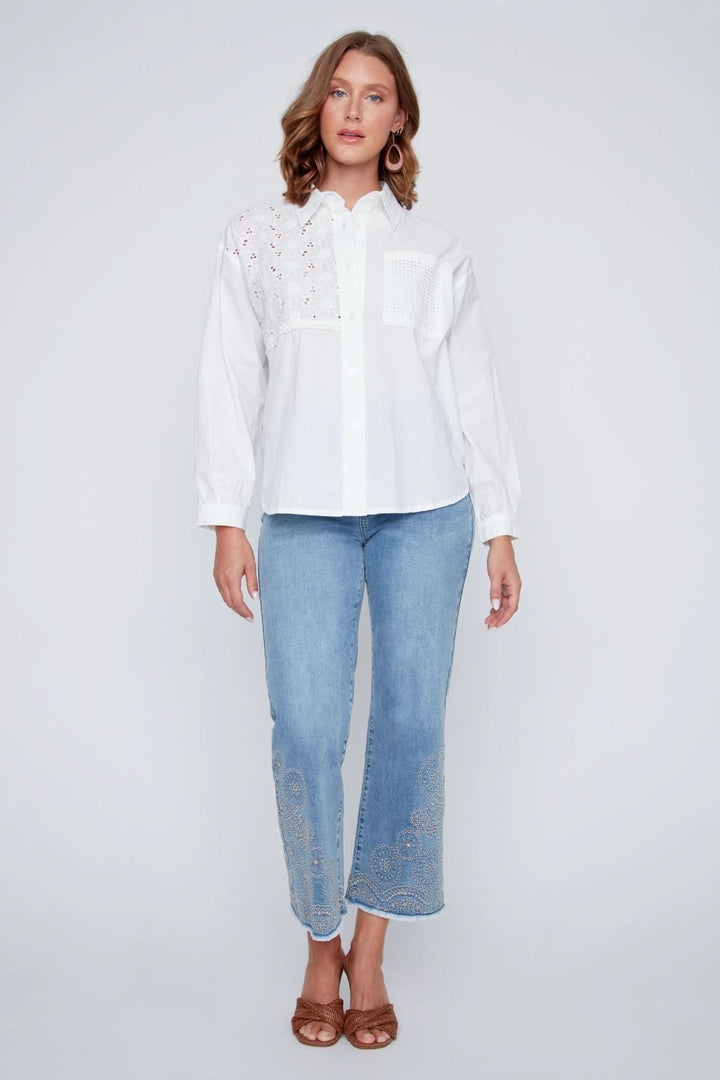 Chemise à broderie ajourée