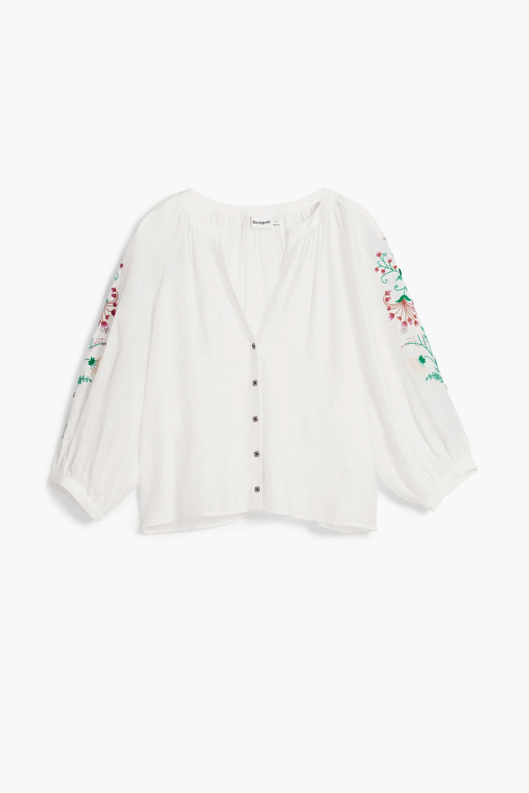 Flowy blouse with embroidered sleeves