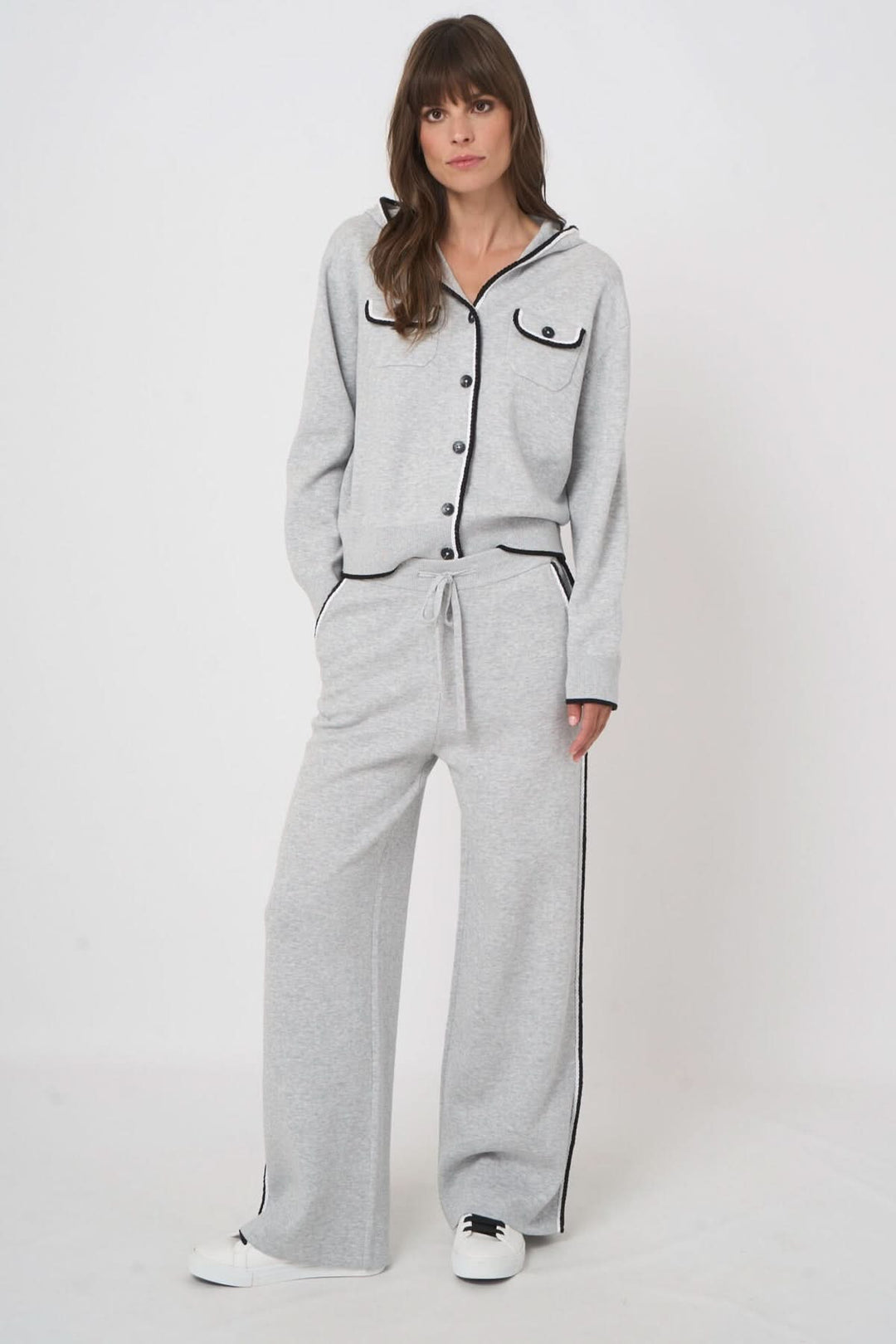 Hooded knit cardigan