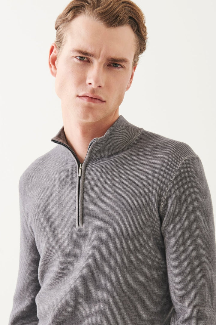 Extra Fine Merino Textured Half Zip