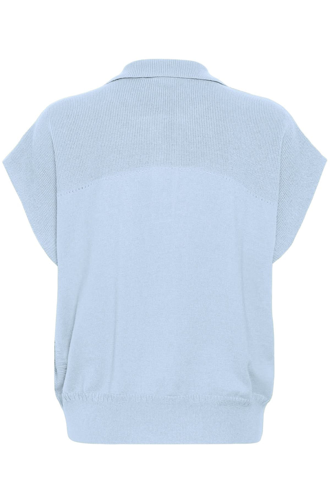 Sleeveless knit top with polo collar