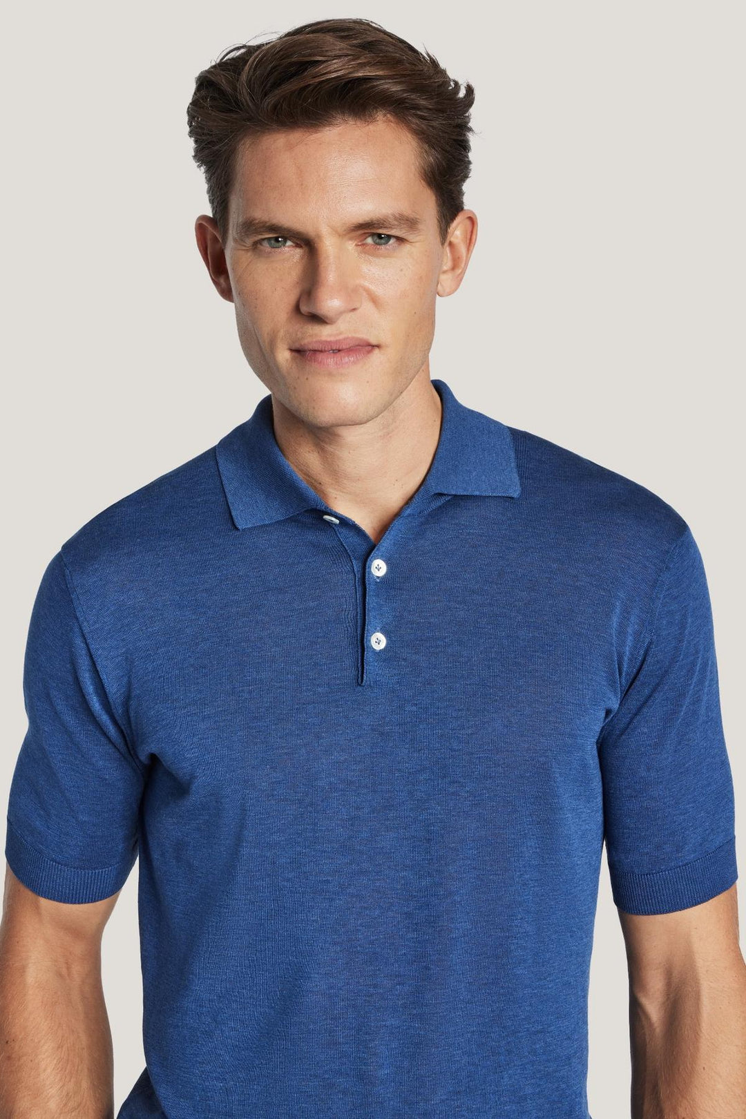 Cotton and silk knitted polo shirt