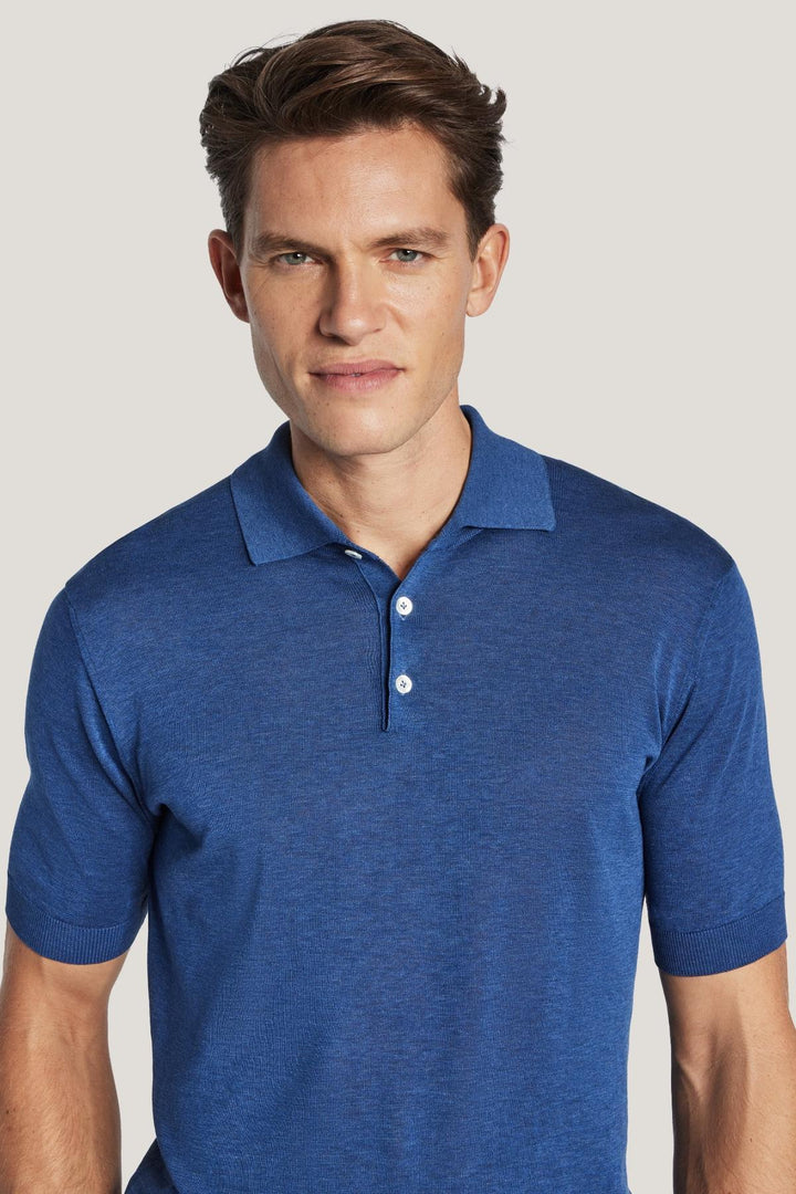 Cotton and silk knitted polo shirt