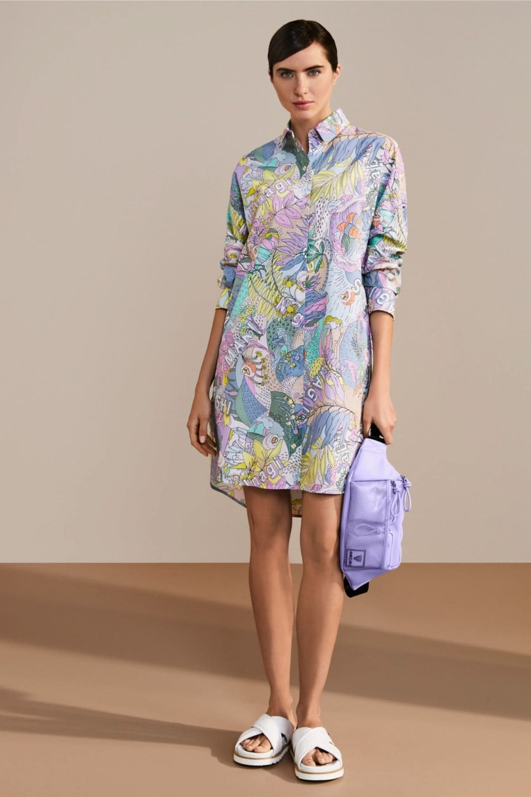 Printed shirt dress