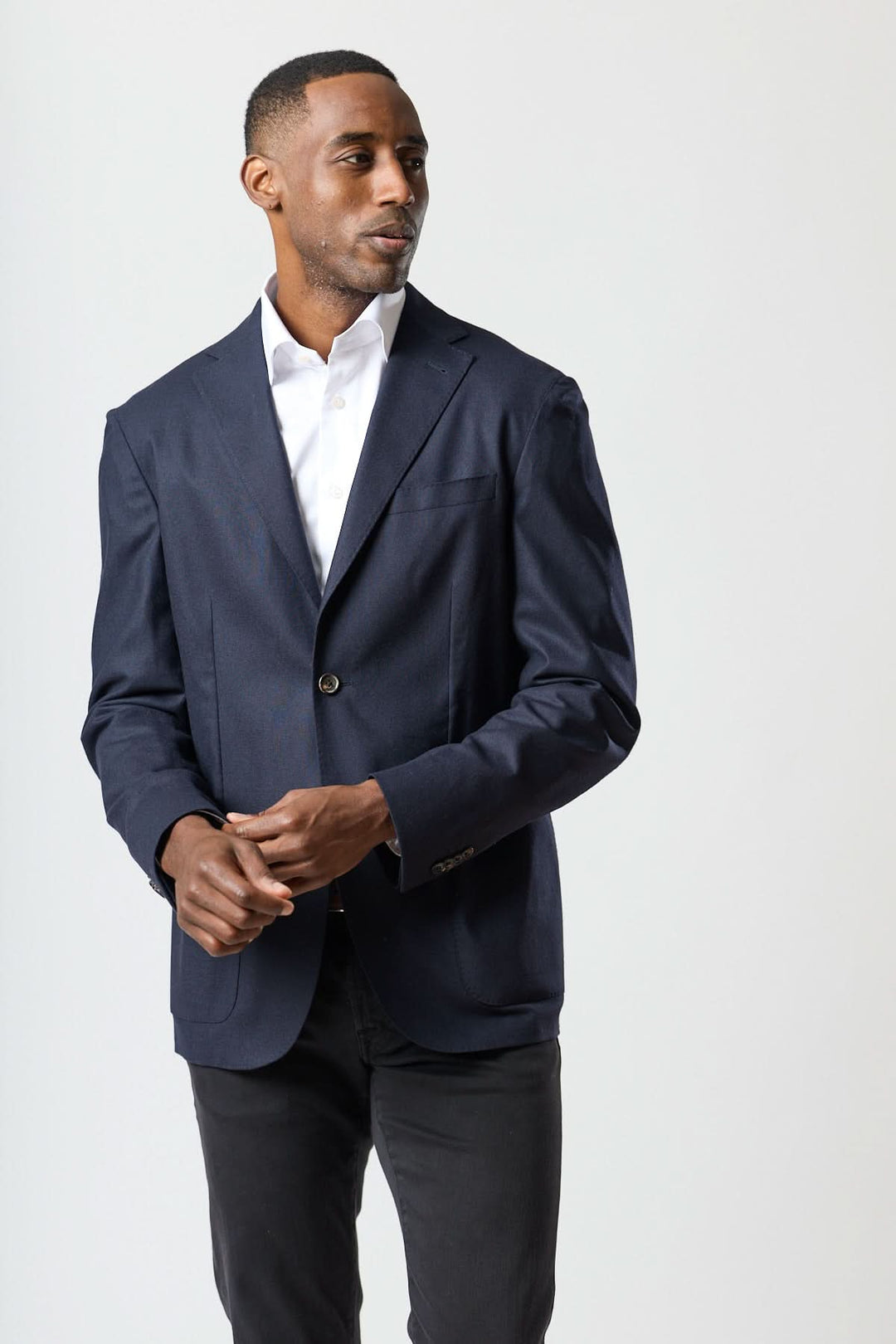 Veston léger en laine et cachemire marine