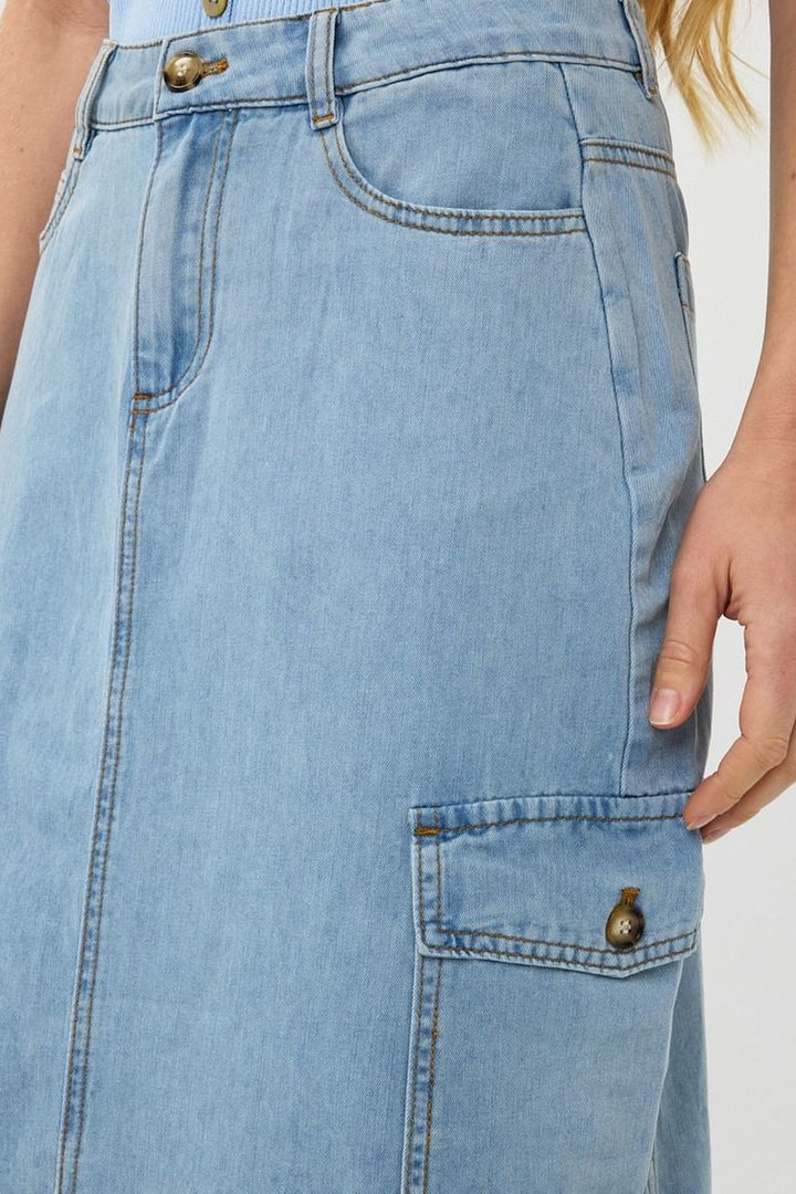 Denim cargo skirt