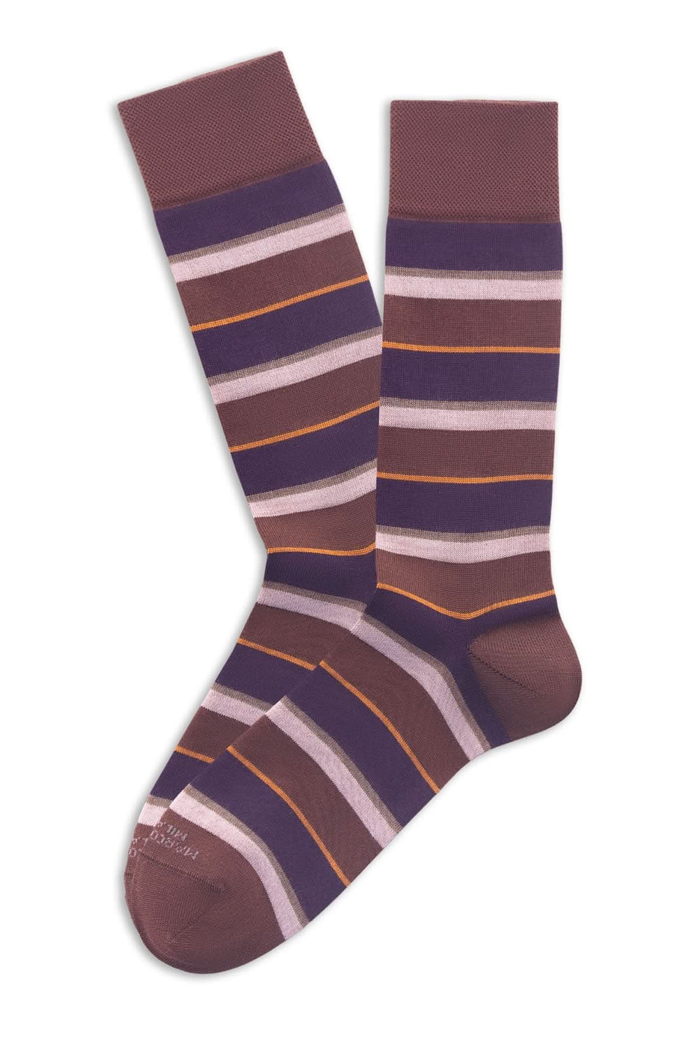 Bas à rayures multicolores, design graphique audacieux, coupe mi-haute confortable, idéal pour un look moderne.