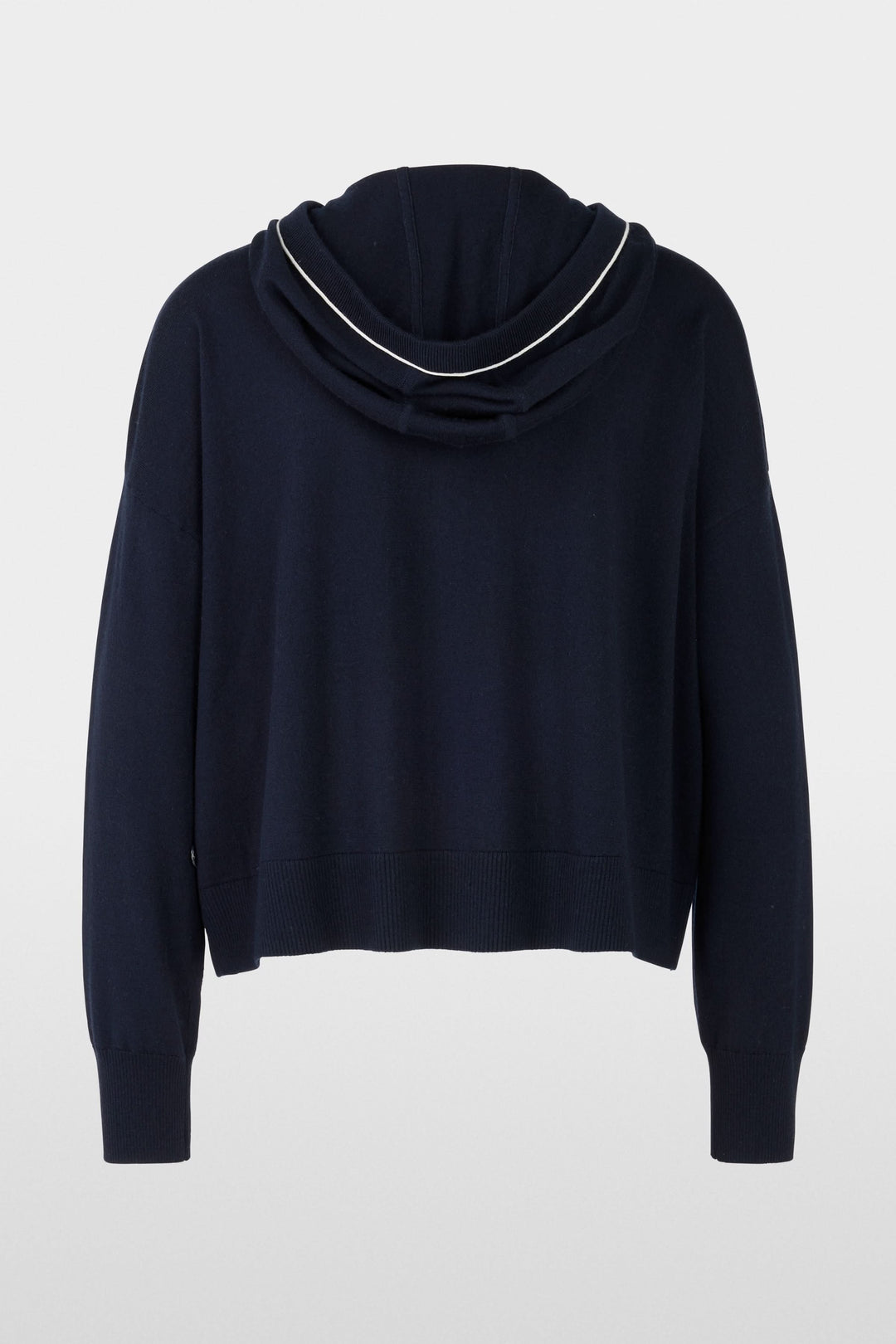 Cardigan tricoté à capuchon, coupe légèrement ample, détails contrastants, style décontracté et raffiné.