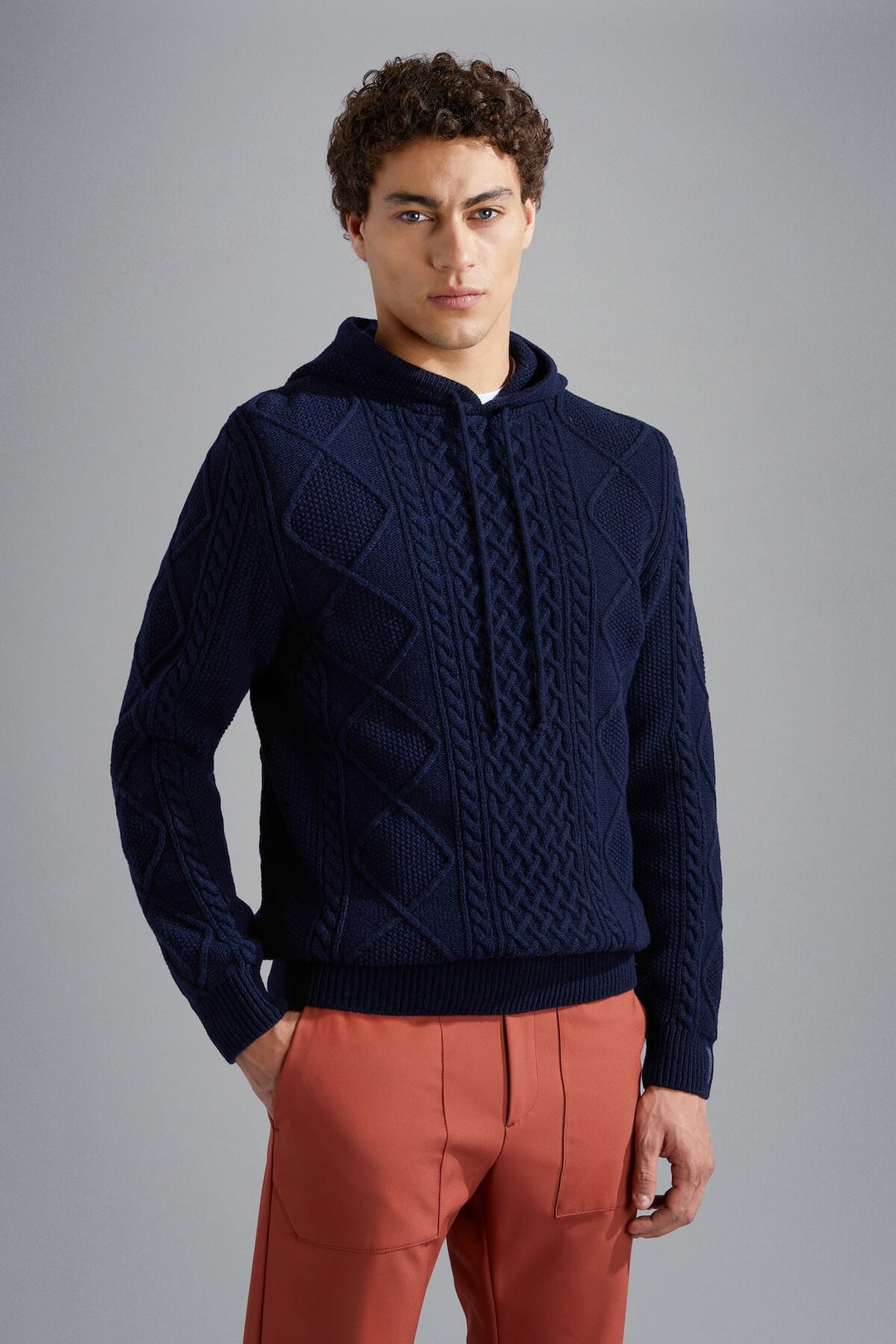 Merino wool cable knit hoodie