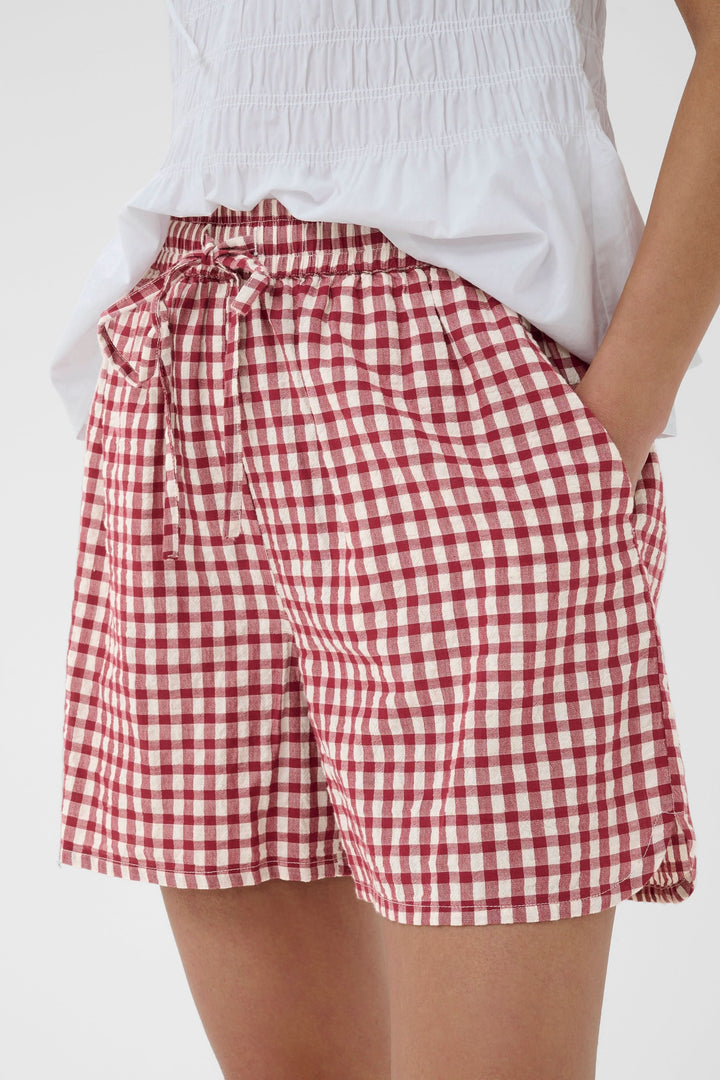 Bermuda Bigi à carreaux taille élastiquée pour un style estival, avec poches latérales et cordon de serrage pour plus de confort.