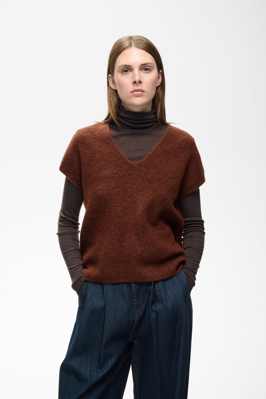 Veste sans manches Guna en maille à col V