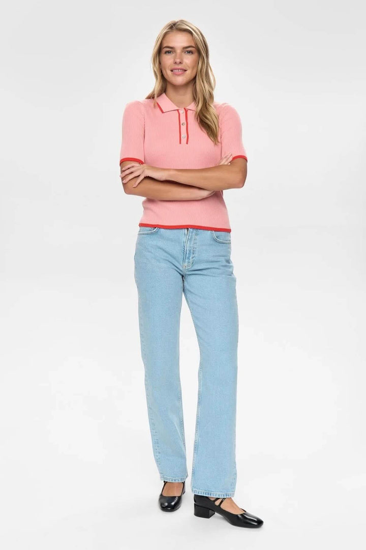 Chandail polo en tricot côtelé