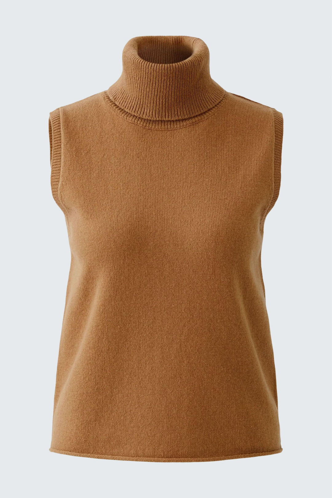 Sleeveless turtleneck sweater with openwork back