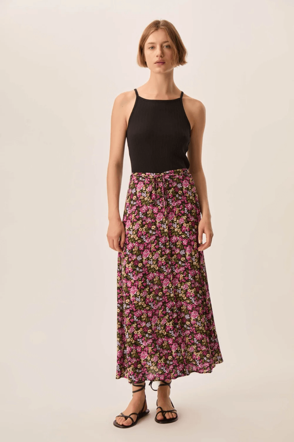 Elizette long, flowing skirt with a tie at the waist (Size)
