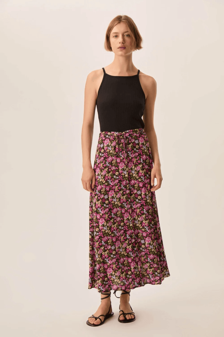 Elizette long, flowing skirt with a tie at the waist (Size)