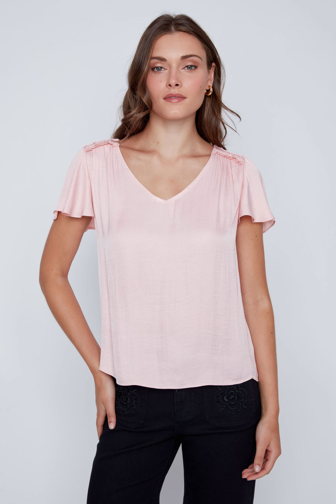 Flowy blouse with ruffled sleeves