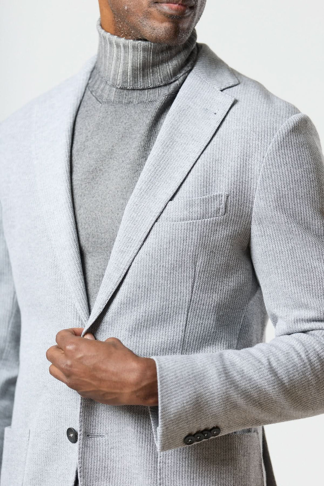 Unstructured two-button jersey jacket