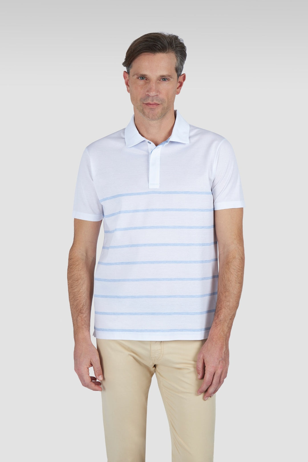 Gradient Striped Pique Cotton Polo Shirt