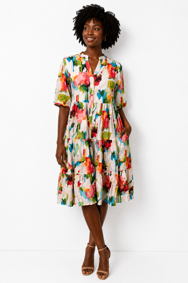 Flowy dress with an artistic print