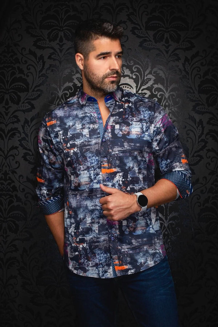 Brice Sport Shirt with a Contemporary Artistic Print