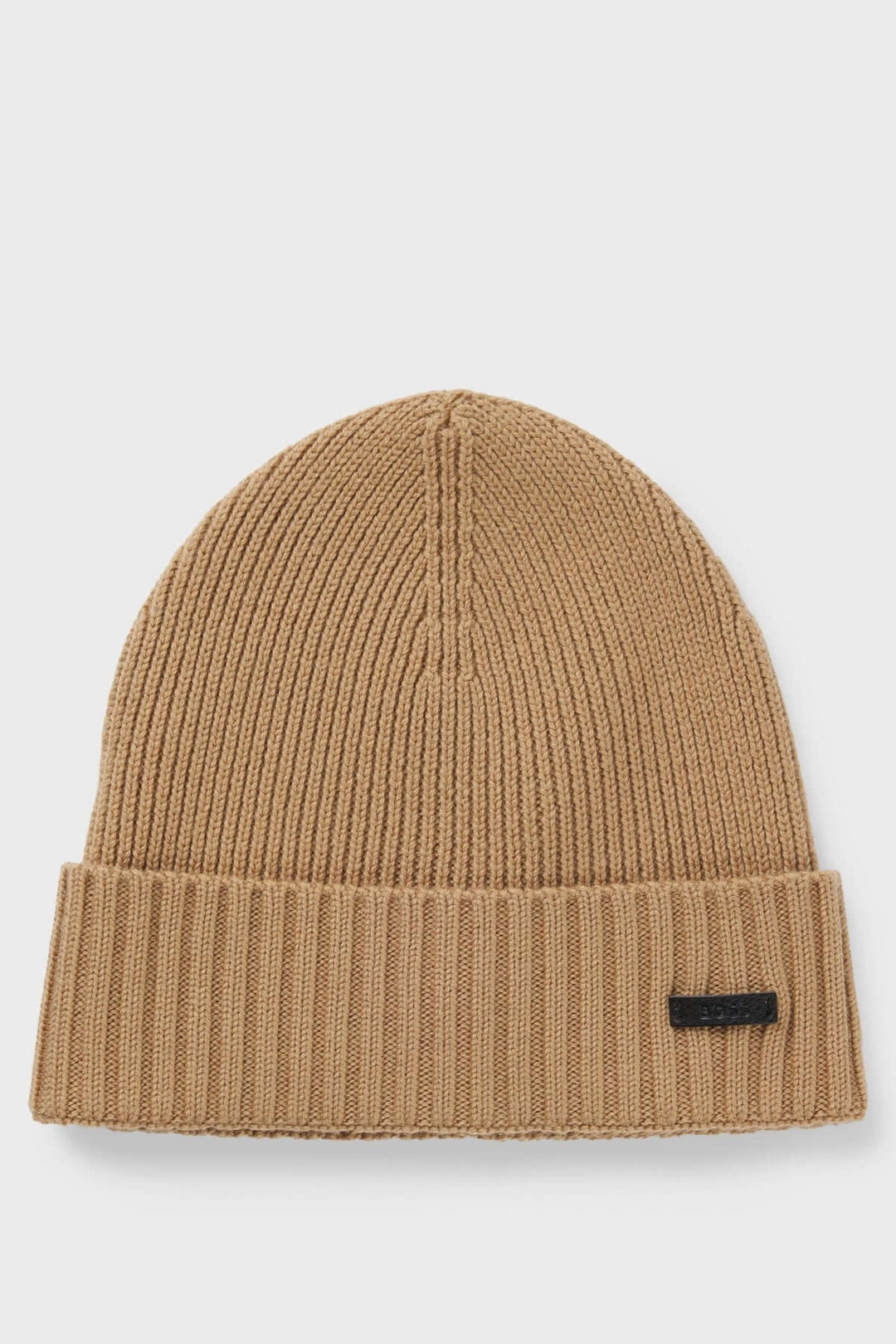 Tuque en laine vierge à maille épaisse BOSS avec logo, idéale pour l'hiver et la mode moderne.