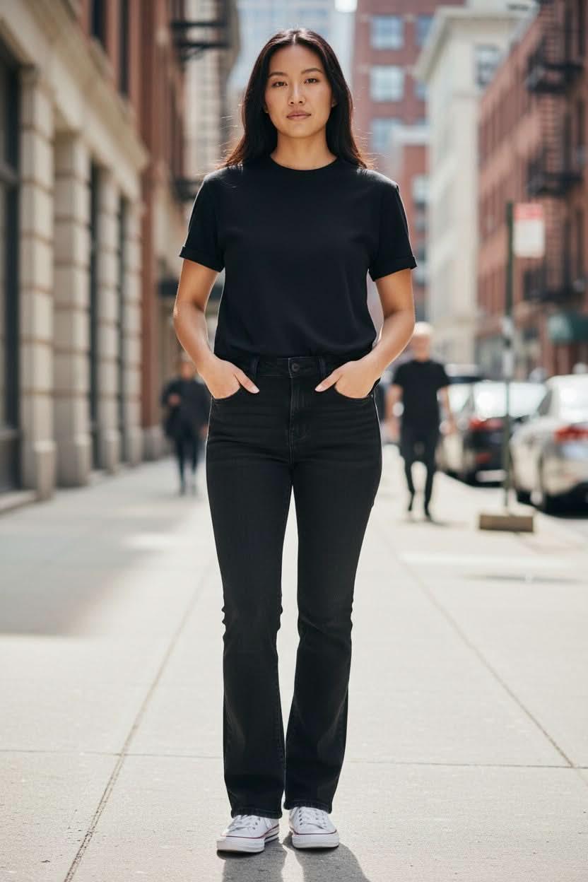 Jeans jambe évasée