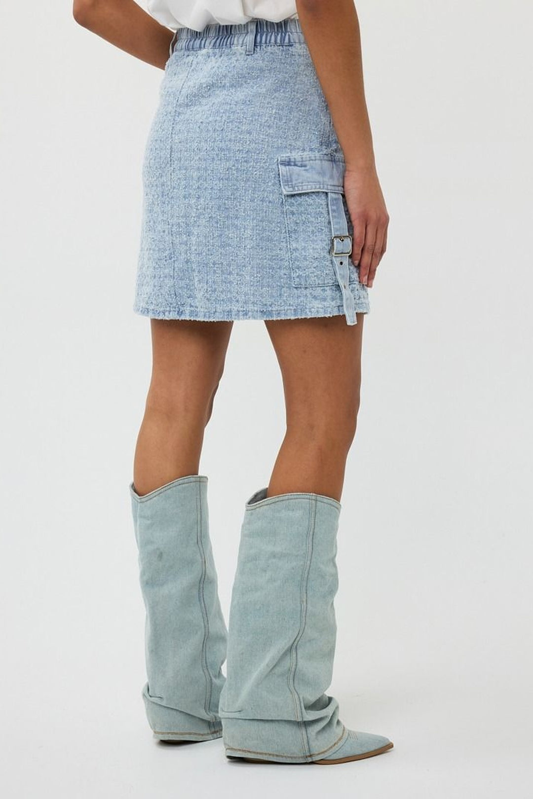 Textured denim skirt