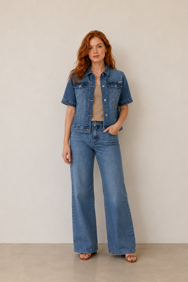 Veste en jean manches courtes