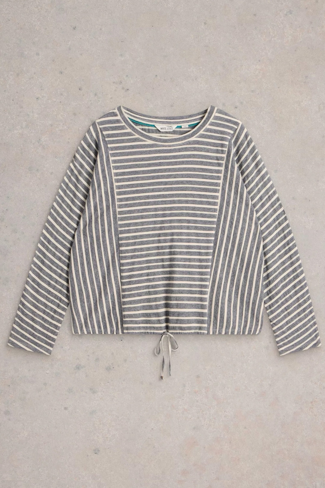 Striped top with knotted hem