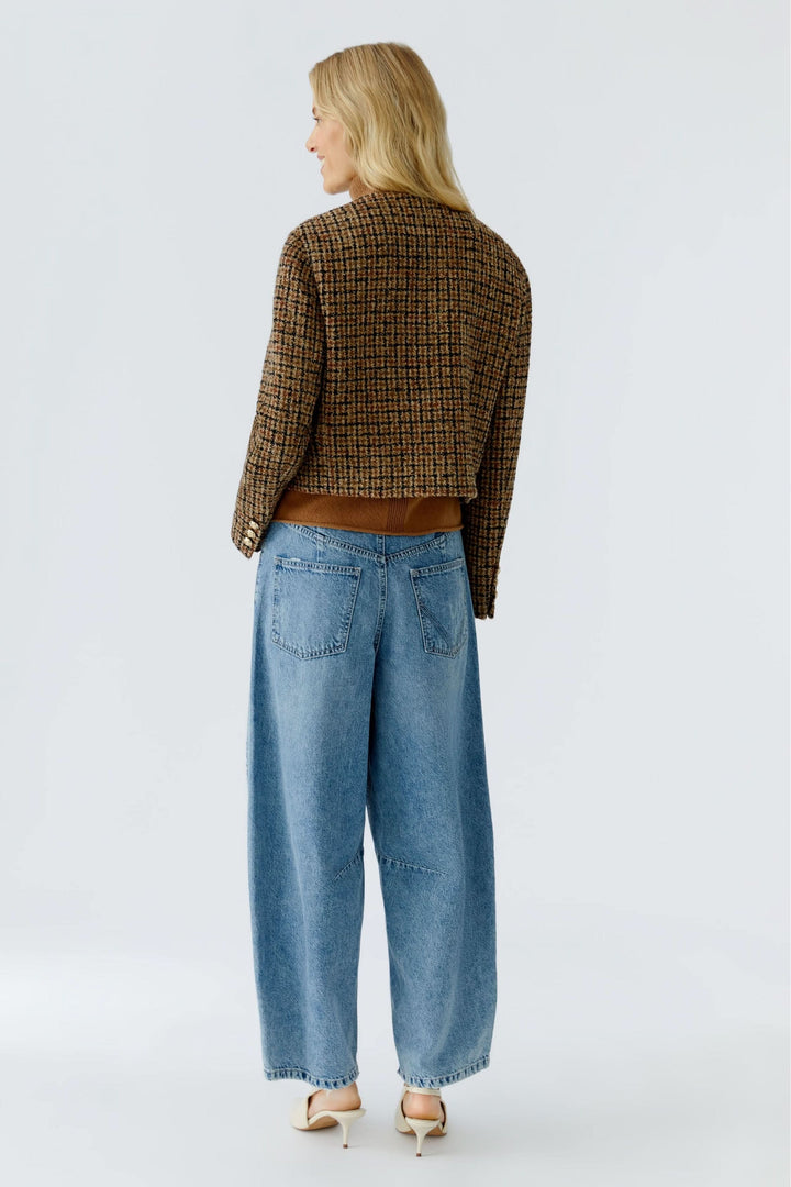 Short plaid jacket with gold buttons