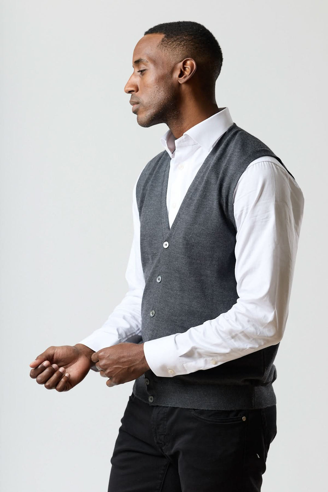 Gilet en laine mérinos à col en V