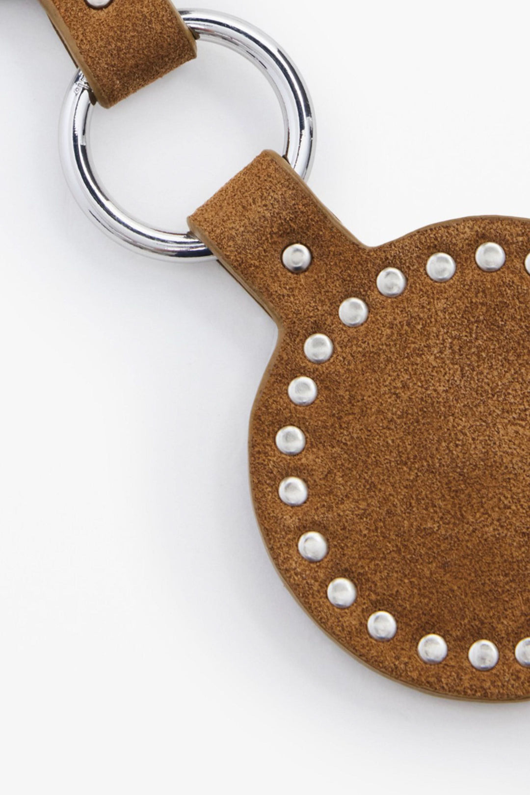 Ceinture en cuir à pastilles et anneaux métalliques