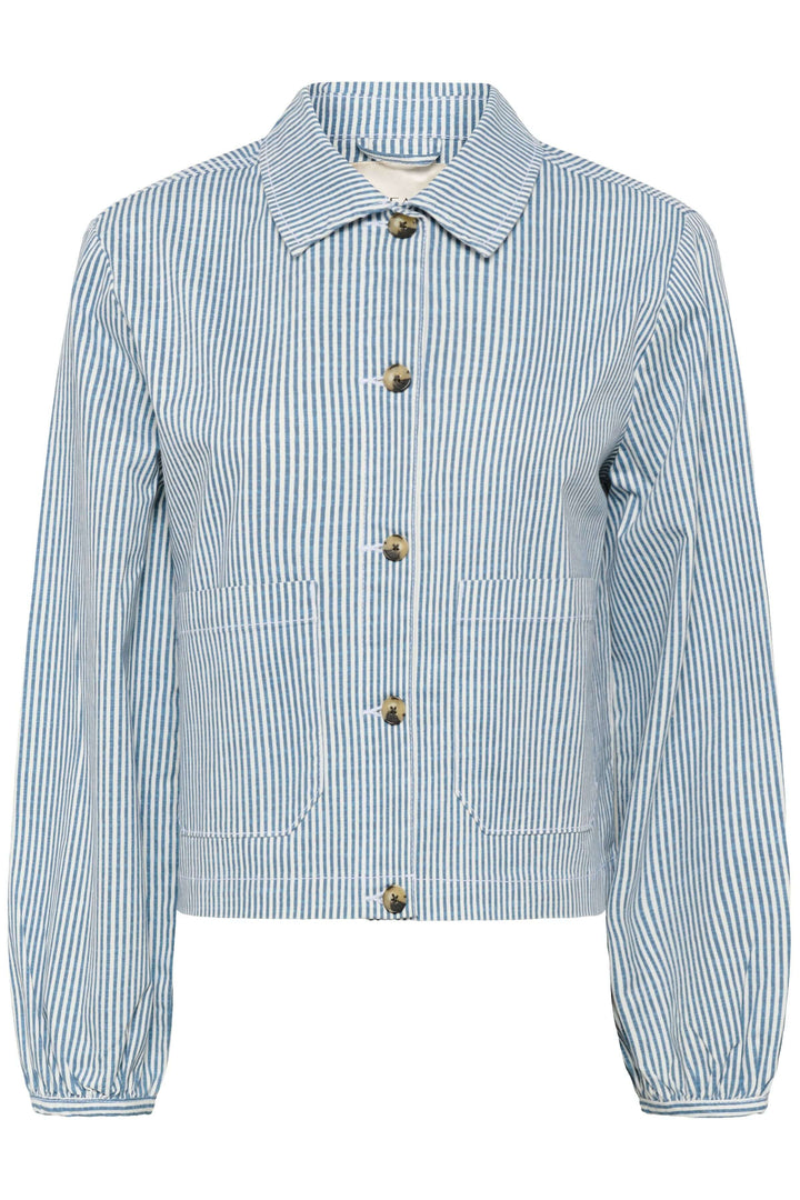 Lightweight striped button-down jacket