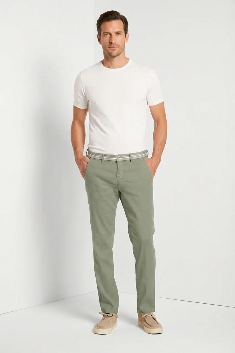Turin Oxford Linen and Cotton Pants Fit—Modern Style