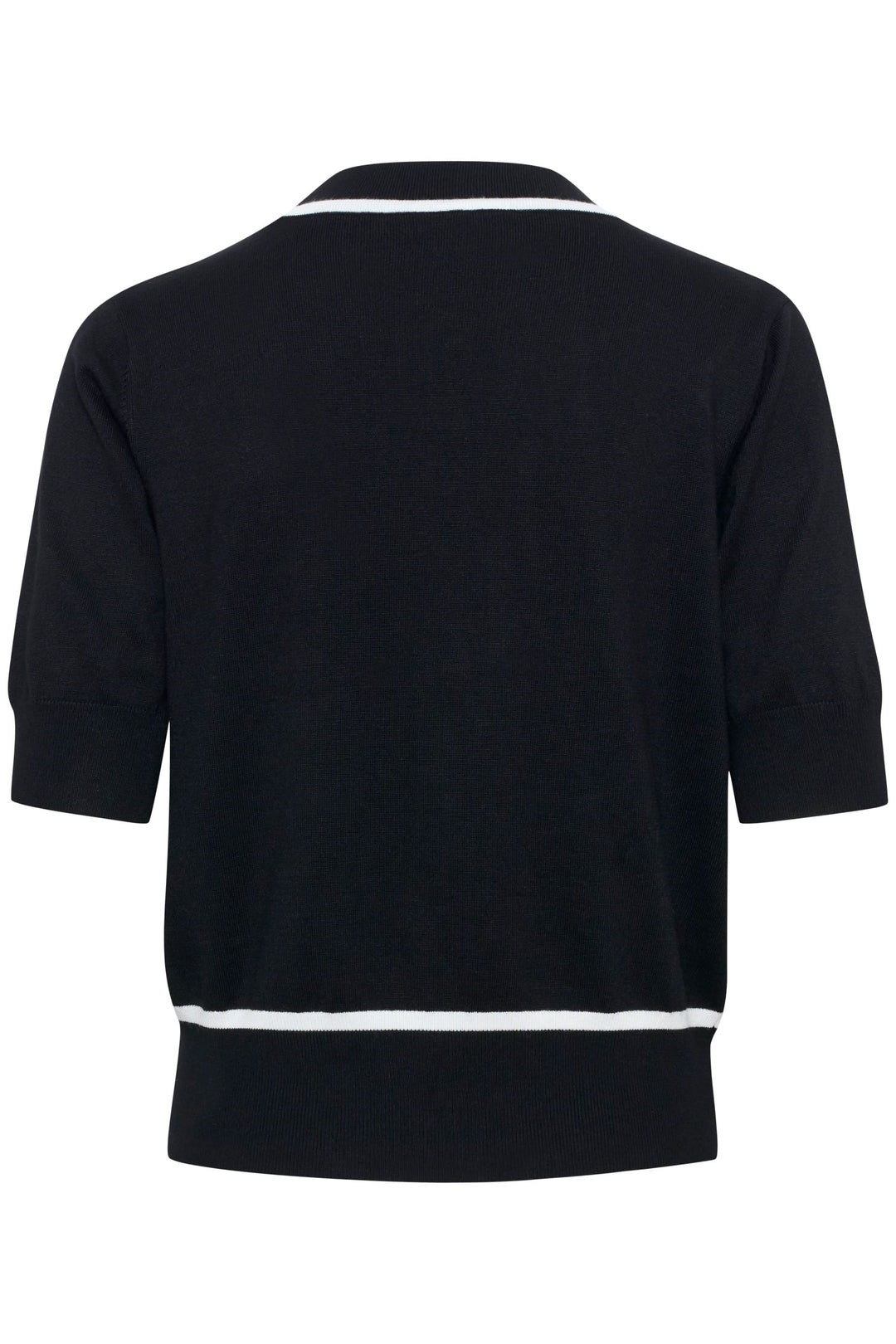 Cardigan Lizza noir à manches courtes, finition contrastante, vue arrière, style chic et léger.