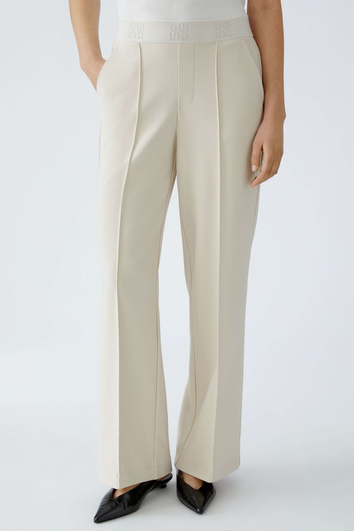 Straight-leg pants with elastic waistband and logo