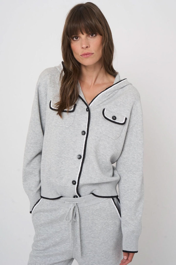 Hooded knit cardigan