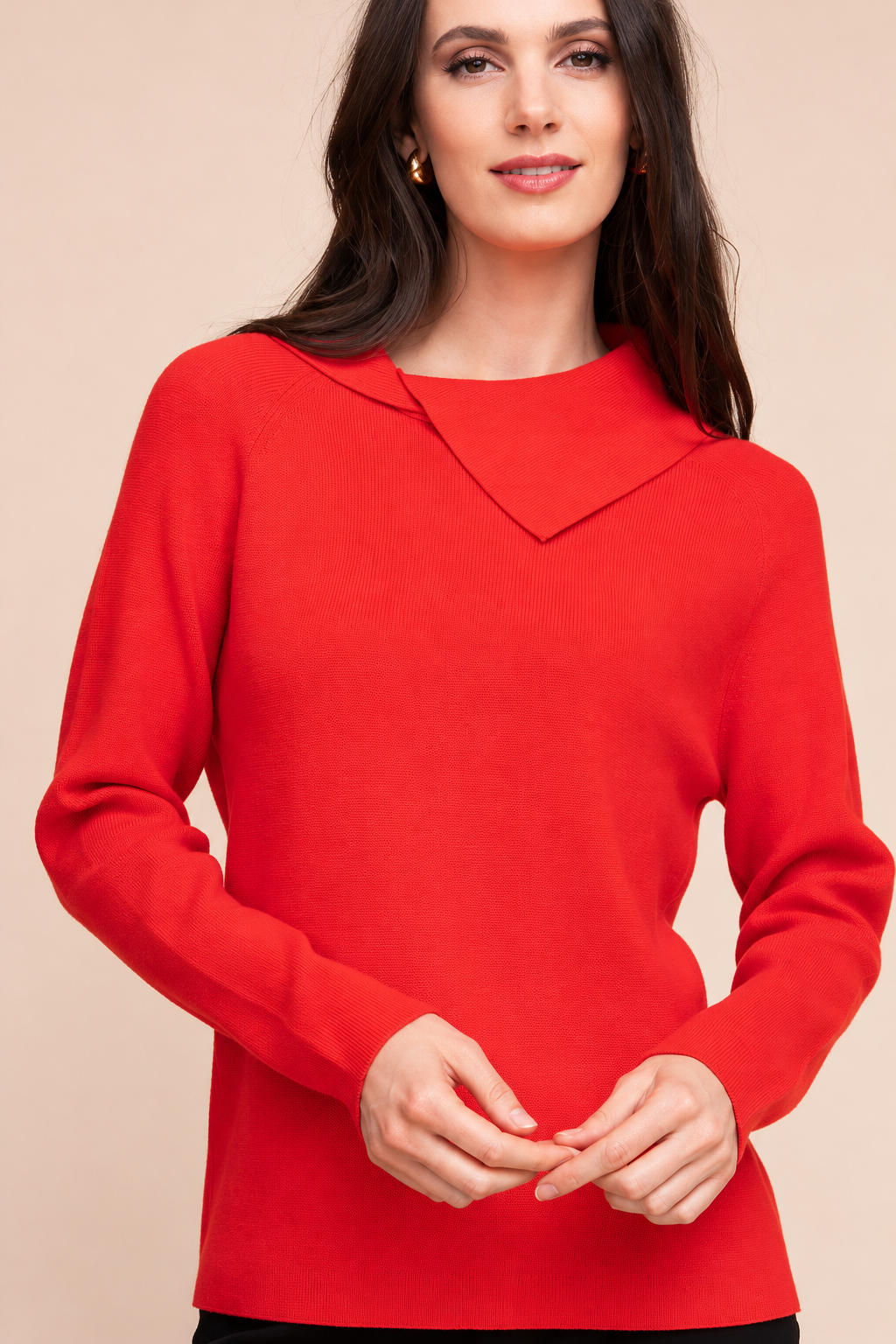 Asymmetrical-neck knit sweater 